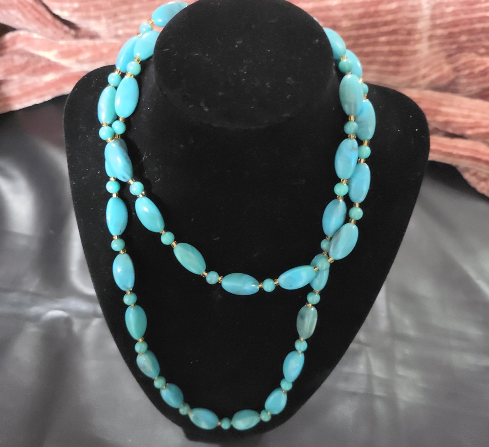 Turquoise Bead Double-Strand Women's Necklace